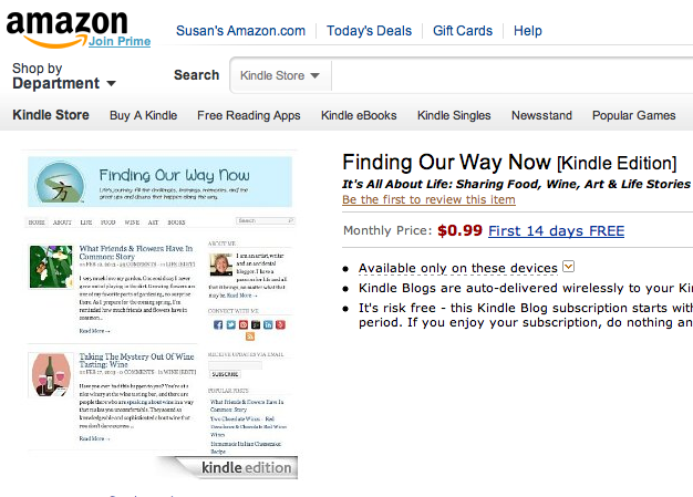 Finding Our Way Now on Amazon Kindle Blogs, findingourwaynow.com